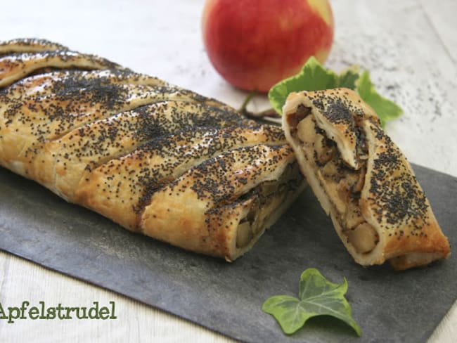 Apfelstrudel aux pommes et graines de pavot