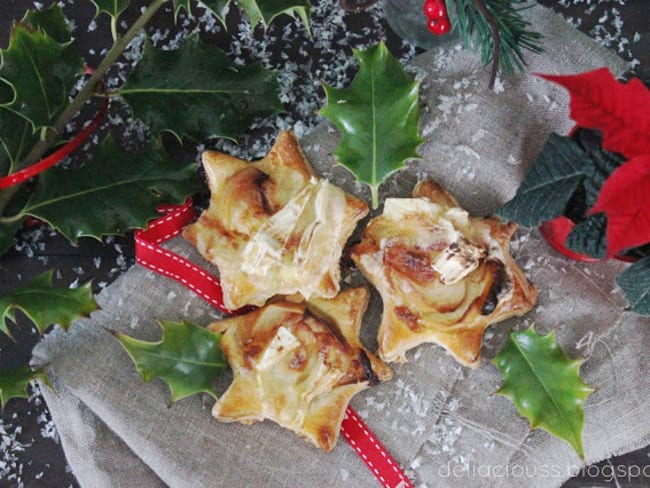 Etoiles apéritives feuilletées au camembert et aux pommes