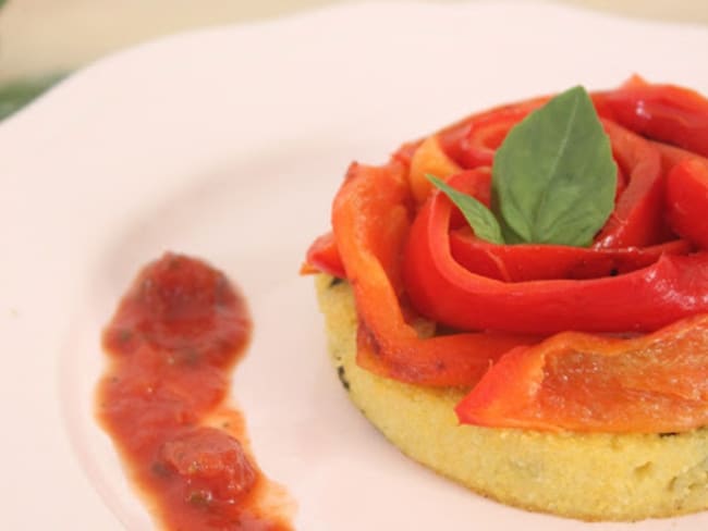 Polenta à l'Olive et ses poivrons rouges grillés