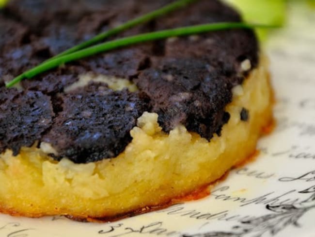 Tatin de boudin noir et purée de pomme de terre