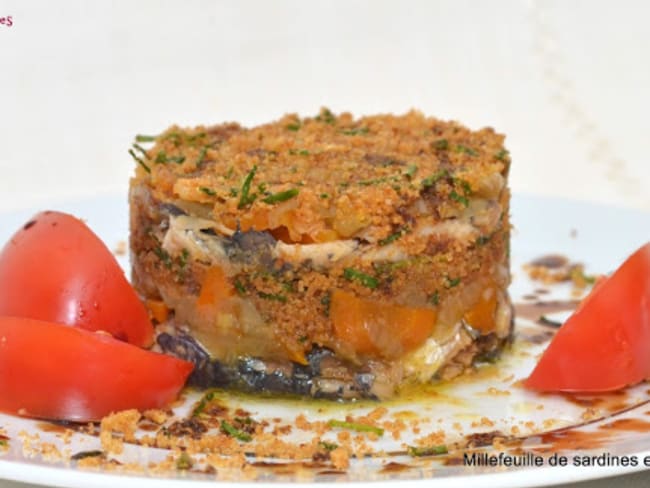 Mille-feuille de sardines et de légumes confits