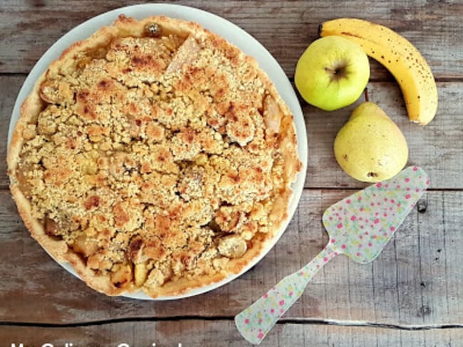 Tarte poires, pommes, bananes façon crumble