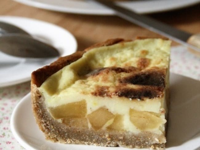 Flan pâtissier aux pommes caramélisées sans gluten, sans lait, sans œufs