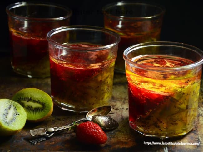 Confiture bicolore oblique fraise kiwi