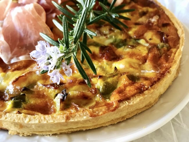 Tarte aux poireaux et jambon de Parme