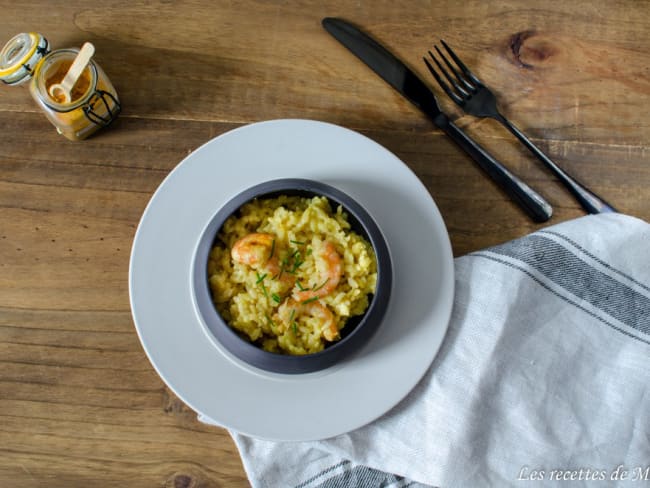 Risotto aux crevettes, curcuma et gingembre