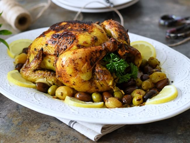 Poulet à la marocaine Mhamer aux olives et citron confit 