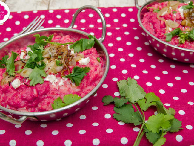 Riz crémeux à la betterave et au chèvre grec