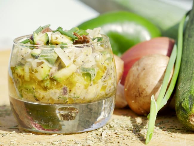 Tartare alcalin et aromatique de légumes et champignons