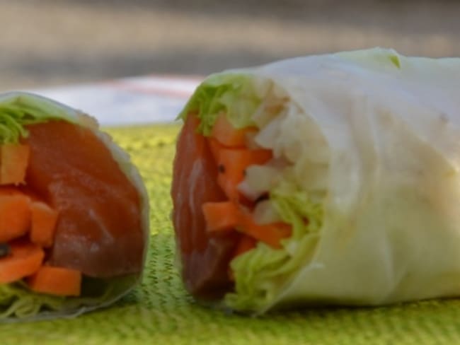 Rouleaux de printemps au saumon fumé