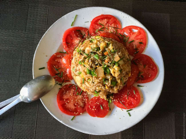 Riz sauté aux navets et à l’oignon nouveau