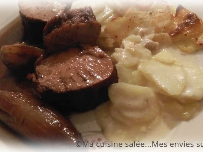 Filet mignon aux échalotes et miel, Gratin dauphinois à l'ancienne