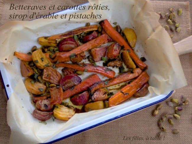 Betteraves et carottes rôties, sirop d’érable et mélasse de grenades