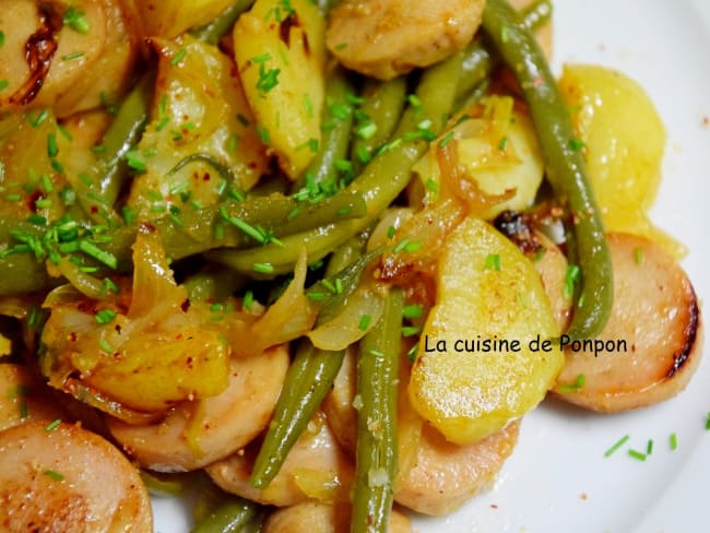 Poêlée de pommes de terre, haricots et boudin de Rethel 