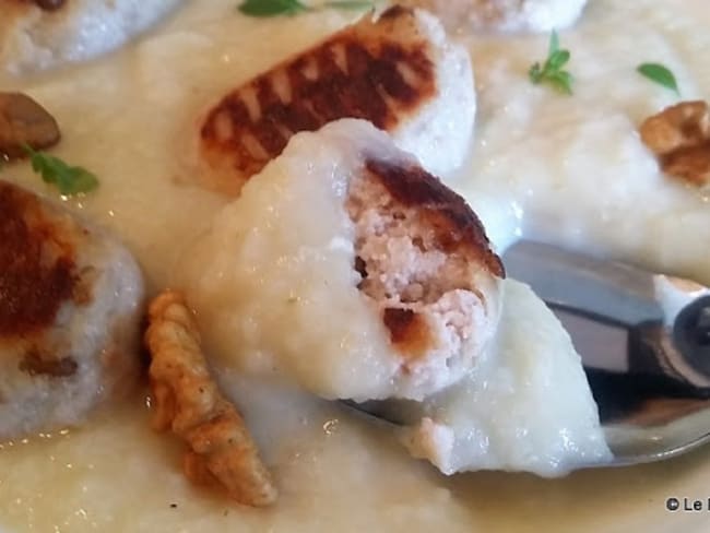 Purée de céleri rave avec Gnudi au gorgonzola