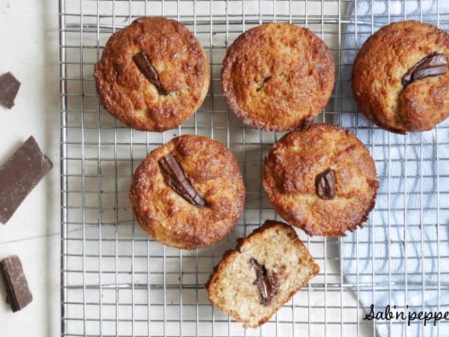 Muffins noix de coco et chocolat à la farine complète