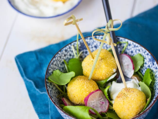 Boulettes de tofu panées aux olives et aux algues