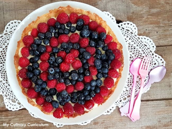 Tarte framboises et myrtilles