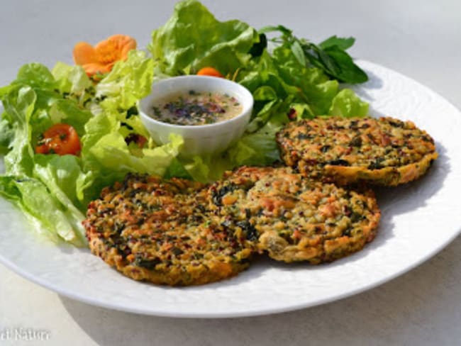 Galettes au quinoa et aux chénopodes (épinards sauvages)