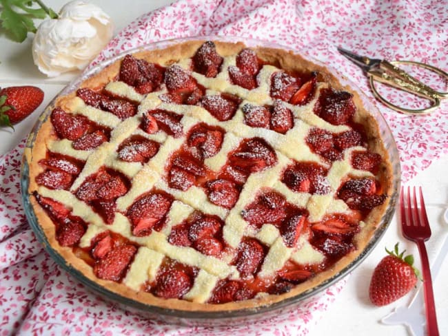 Tarte rhubarbe fraises