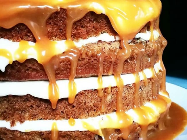 Banana layer cake, caramel beurre salé