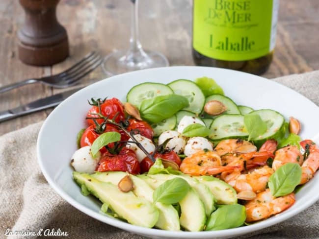 Salade avocat crevettes tomate et concombre