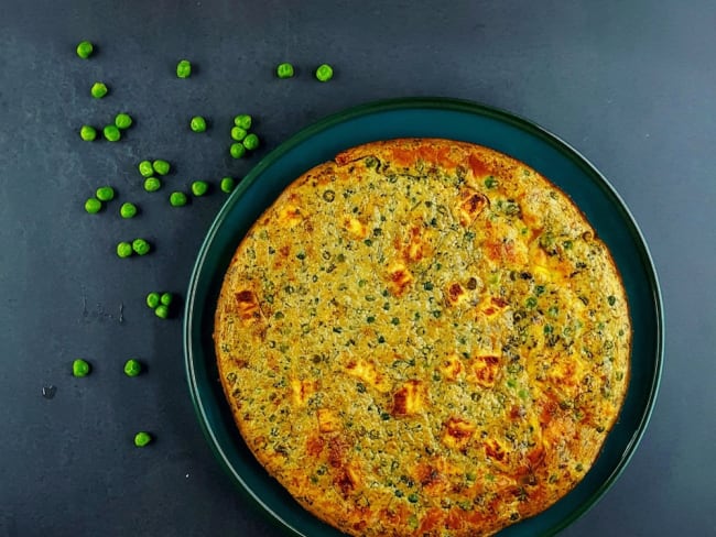 Clafoutis aux petits pois, chèvre et menthe