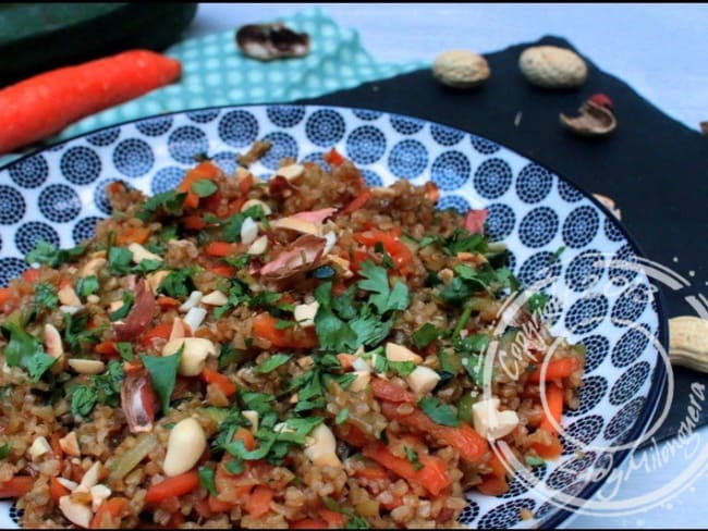 Pilpil aux carottes et courgettes sautées à l'huile de sésame