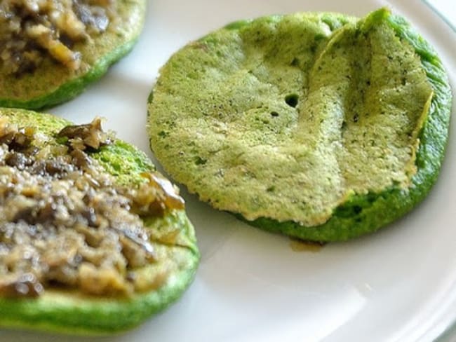 Blinis aux épinards et farine de lentilles vertes