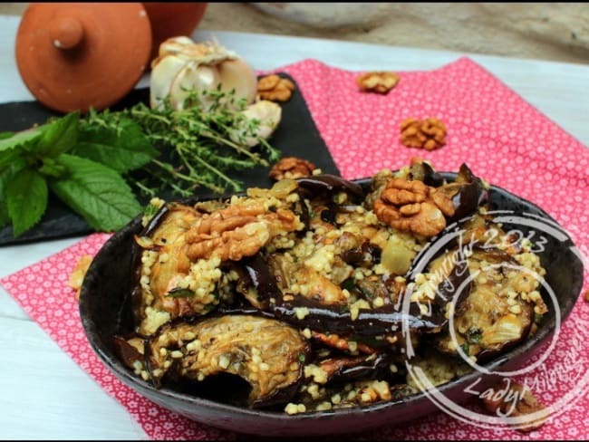 Salade d'aubergines grillées au millet et à la menthe