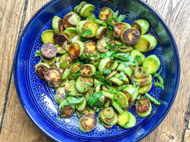 Courgettes trompettes sautées