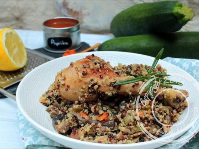 Poulet au romarin et au citron et son risotto de quinoa