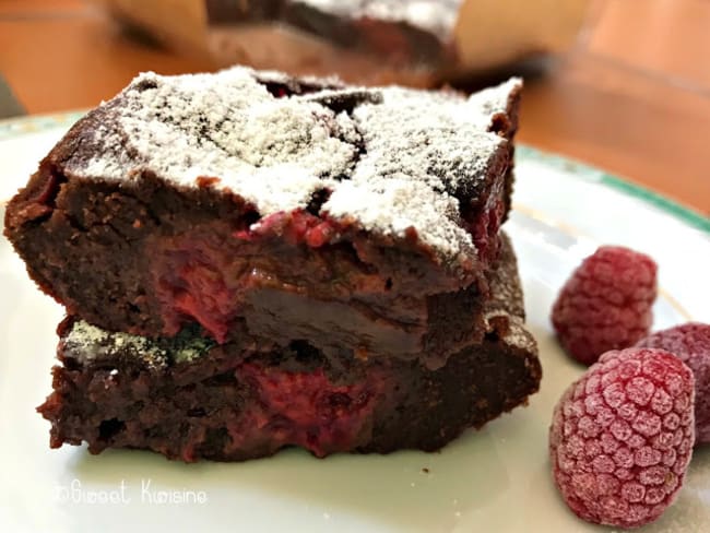 Le brownie fondant aux framboises