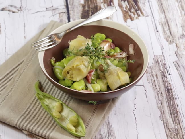 Barbouillade provençale de fèves et artichauts