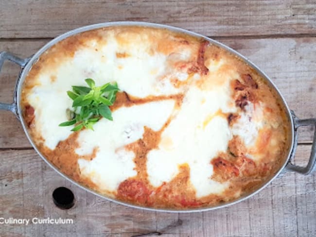 Poulet gratiné aux tomates cerise, parmesan et mozzarella