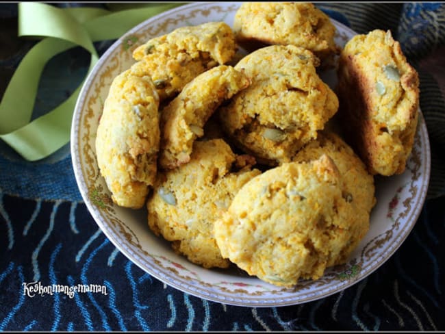 Cookies salés apéritifs à la carotte, graines de courge et cumin