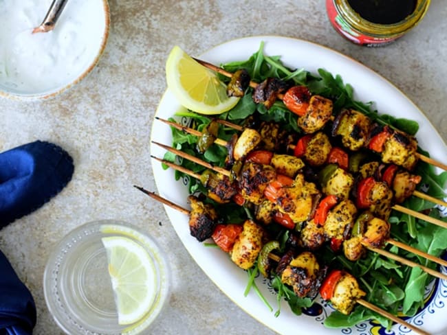 Brochettes de poulet a la Chermoula au BBQ