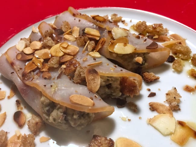 Roulades d’espadon fumé à la crème d’aubergines