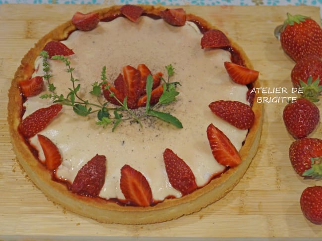 Tarte aux fraises, balsamique et Panna Cotta vanille