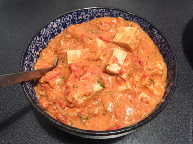 Kadai tofu (wok  indien de tofu aux épices et à la noix de cajou)