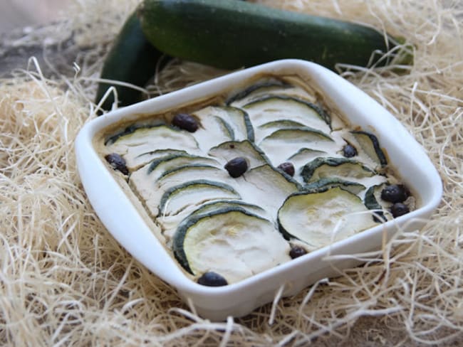 Flan de courgettes aux olives vegan