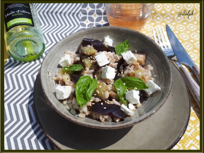 Salade d'aubergine au blé et à la Feta