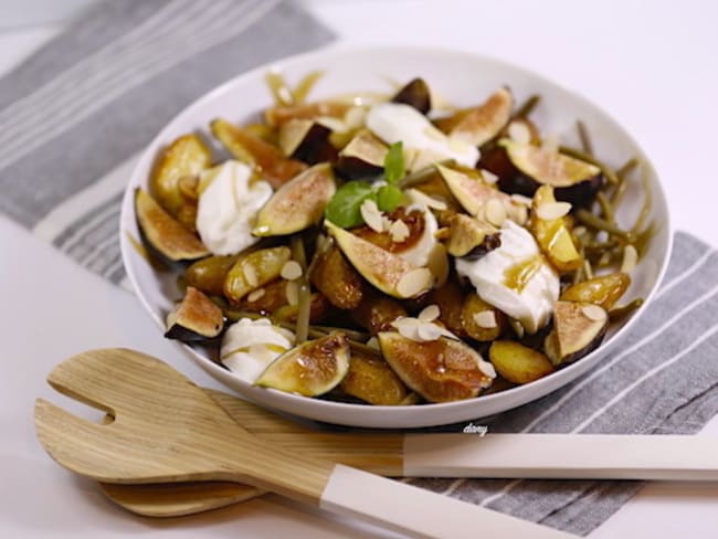 Salade de rattes rôties figues et haricots verts