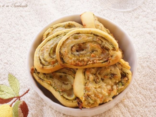 Spirales feuilletées courgette et pesto