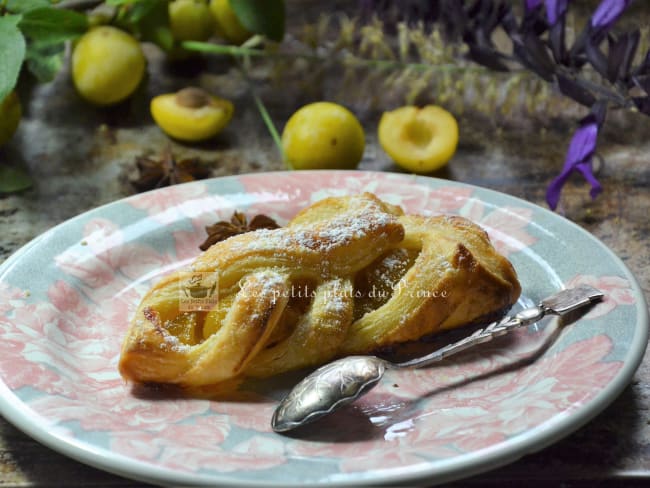 Feuilleté tressé crosutillant à la compotée de mirabelles