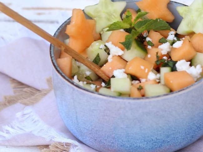 Salade de concombre et melon à la feta