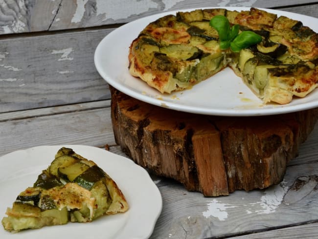 Tatin de courgette chèvre et pesto