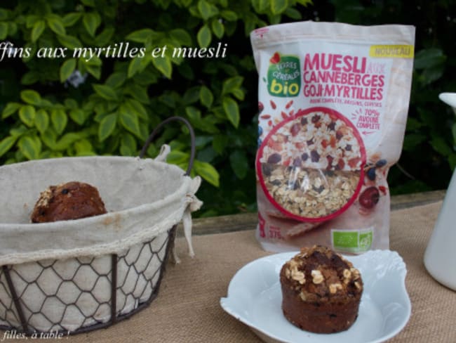 Muffins aux myrtilles et muesli