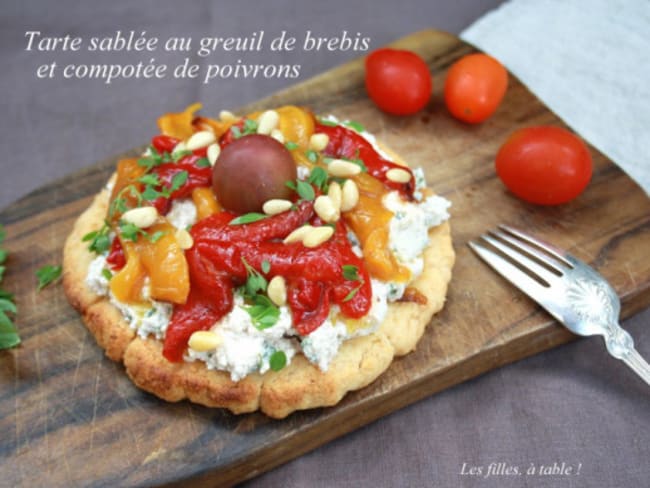 Tarte sablée au greuil de brebis et aux poivrons