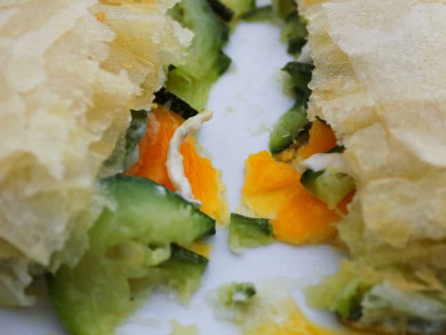 Croustillants de courgettes, ouf et chèvre